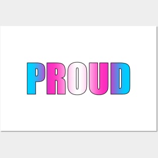 Trans Pride Flag 'PROUD' LGBT+ Posters and Art